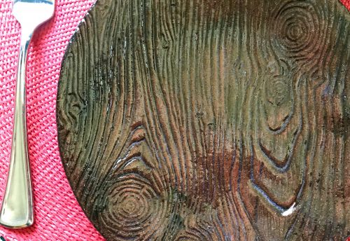 Wood Grain Ceramic Plate close up