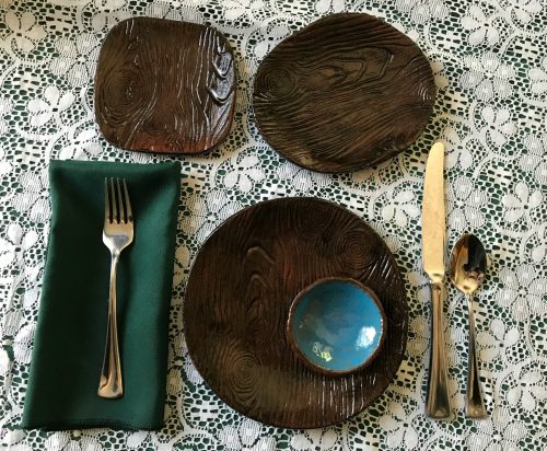 Wood Grain Ceramic Dishes Set