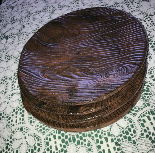 Grain Wood Ceramic plates set of 4